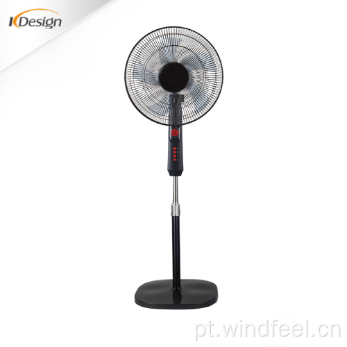 Ventilador doméstico de alta potência, ventilador de pé preto de 16 polegadas com controle de velocidade padrão e temporizador